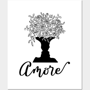 Amore Italian Love Faces Vase Flowers Roses Graphic Art Posters and Art